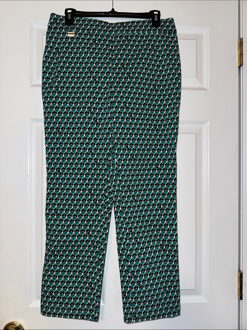 NWT Women’s Green Patterned Dress Pants Work Comfortable Office Stretch